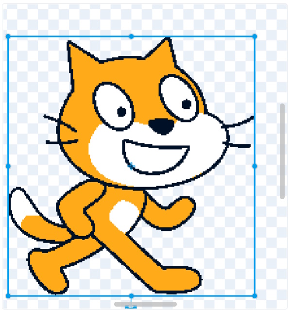 scratch上で、一度ラスター画像に変換してからベクター画像へ再変換したサンプル。ラスター画像に変換した時点で情報が失われるため、綺麗な線には戻らなくなる。