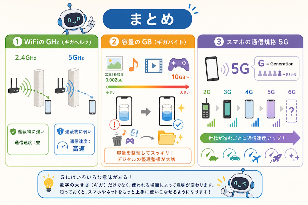 ネット上でよく見かける「G」の説明まとめ。WifiのGHz、容量のGB、モバイル通信の5Gなど