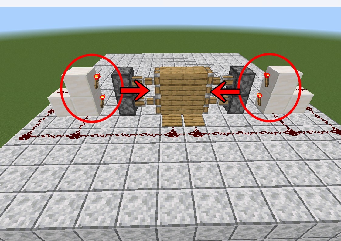 マイクラで作った、とても簡単な自動ドア（閉じた姿）